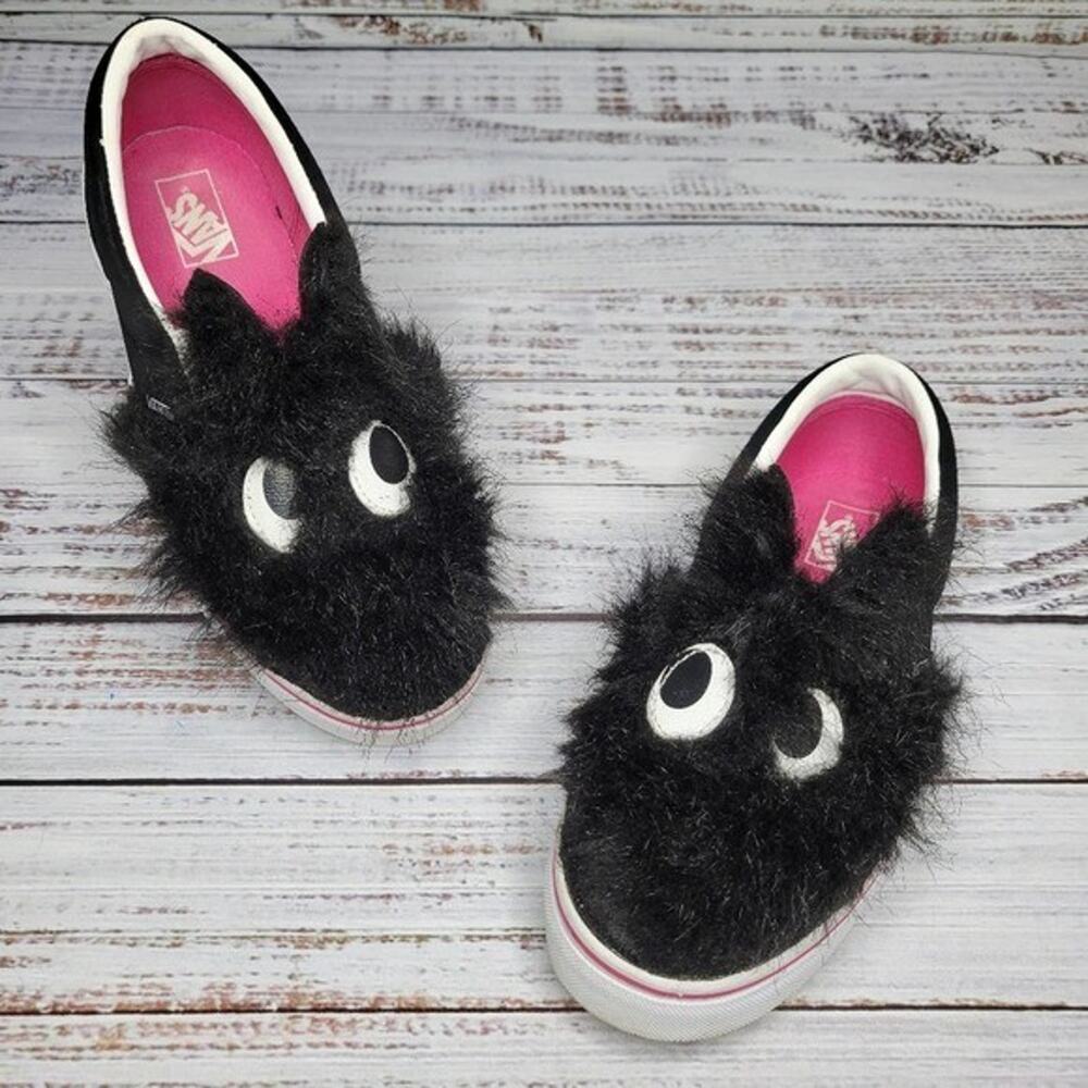 Vans Slip On Friend Party Fur Black Skate Shoes Size 10.5 Kids